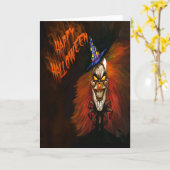 Enge Clown Halloween Kaart (Gele Bloem)