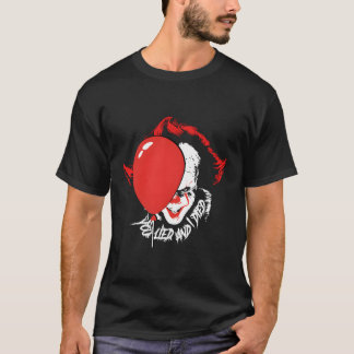 Enge clown met een rode ballon die je hebt gelogen t-shirt