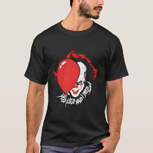 Enge clown met een rode ballon die je hebt gelogen t-shirt (Voorkant)