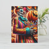 Enge Clown met Jack O' Lantern Halloween Kaart (Staand voorkant)