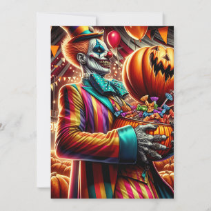 Enge Clown met Jack O' Lantern Halloween Kaart
