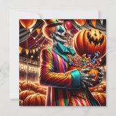 Enge Clown met Jack O' Lantern Halloween Kaart (Voorkant)