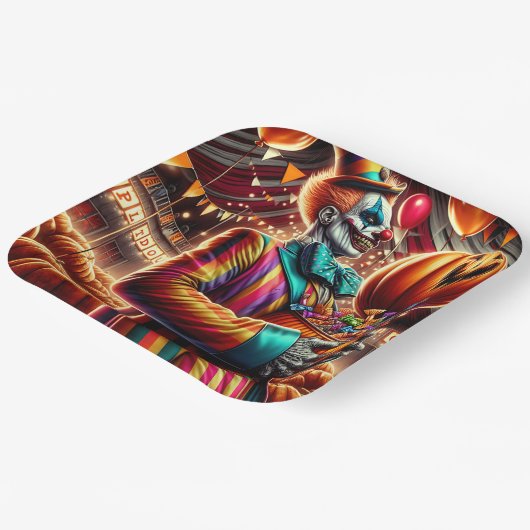 Enge Clown met Jack O' Lantern Halloween Papieren Bordje (Gebogen)