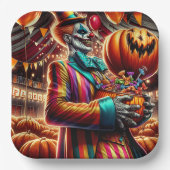 Enge Clown met Jack O' Lantern Halloween Papieren Bordje (Voorkant)