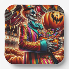 Enge Clown met Jack O' Lantern Halloween Papieren Bordje