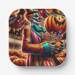 Enge Clown met Jack O' Lantern Halloween Papieren Bordje
