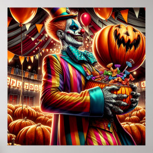 Enge Clown met Jack O' Lantern Halloween Poster