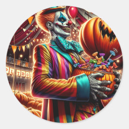 Enge Clown met Jack O' Lantern Halloween Ronde Sticker