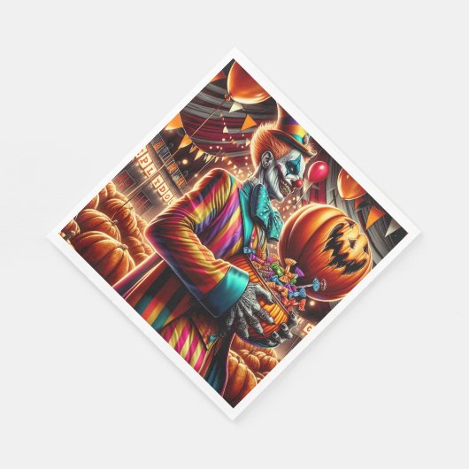 Enge Clown met Jack O' Lantern Halloween Servet (Hoek)