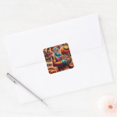 Enge Clown met Jack O' Lantern Halloween Vierkante Sticker (Envelop)