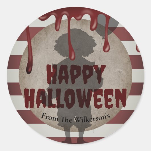 Enge Clown Shadow Creepy Carnaval Halloween Ronde Sticker (Voorkant)