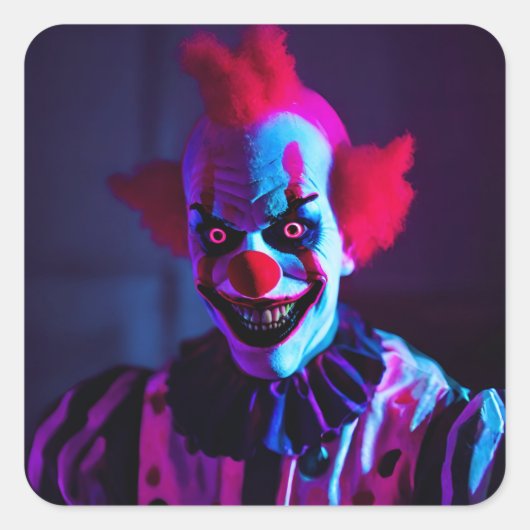 enge clown vierkante sticker (Voorkant)