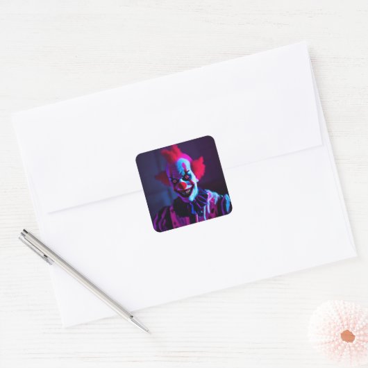 enge clown vierkante sticker (Envelop)