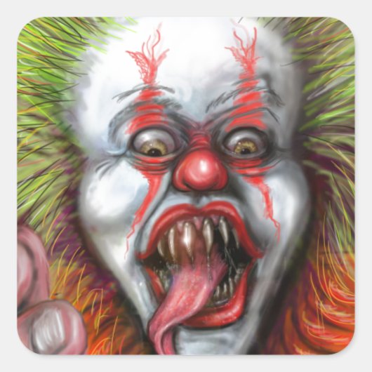 enge clown vierkante sticker (Voorkant)