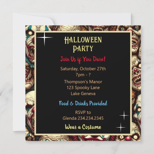 Enge Clown Zombie Gezichten Halloween Kaart (Achterkant)