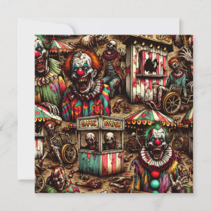 Enge Clown Zombie op Carnaval Halloween Kaart