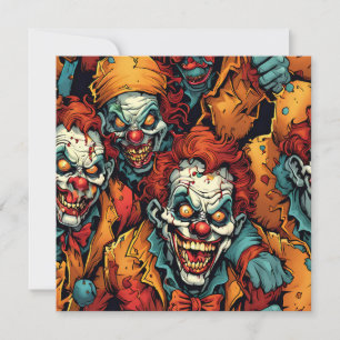 Enge Clown Zombies Halloween Feestdagenkaart