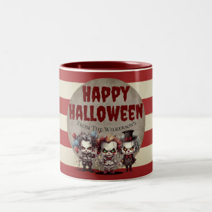 Enge Clowns Griezelen Halloween Kermis Tweekleurige Koffiemok