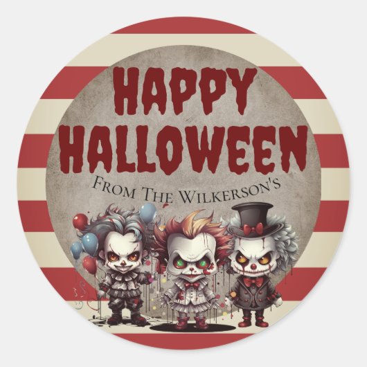 Enge Clowns Griezelig Halloween Carnaval Ronde Sticker (Voorkant)