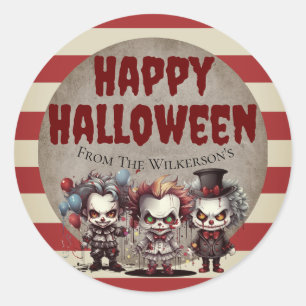 Enge Clowns Griezelige Halloween Kermis Ronde Sticker