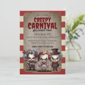 Enge Clowns Halloween Carnaval Party Kaart (Staand voorkant)