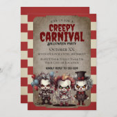 Enge Clowns Halloween Carnaval Party Kaart (Voorkant / Achterkant)