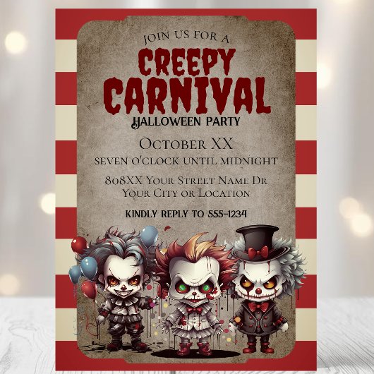 Enge Clowns Halloween Carnaval Party Kaart