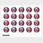 Enge Crazy Clown Trick or treat Halloween Ronde Sticker (Vel)