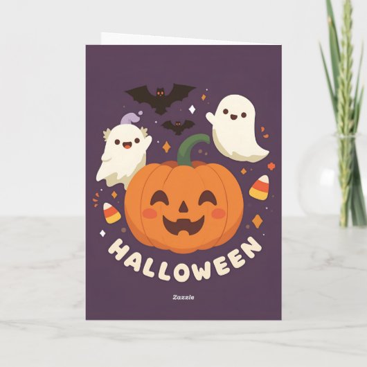 Enge Cute Halloween-feest Kaart (Achterkant)