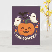 Enge Cute Halloween-feest Kaart (Gele Bloem)