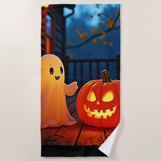 Enge Cute Halloween Glow Ontwerp Strandlaken (Voorkant)