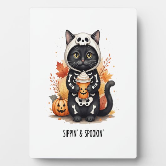 Enge Cute Kat Halloween Fotoplaat (voorkant)