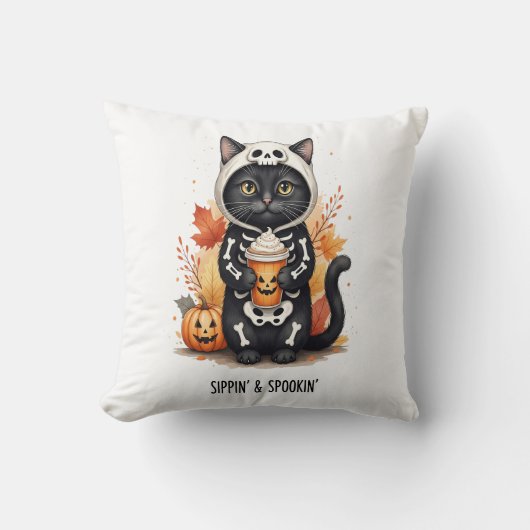 Enge Cute Kat Halloween Kussen (Voorkant)