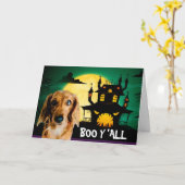 Enge Dachshund Halloween Kaart (Gele Bloem)