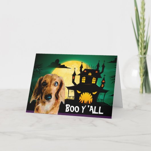 Enge Dachshund Halloween Kaart (Voorkant)