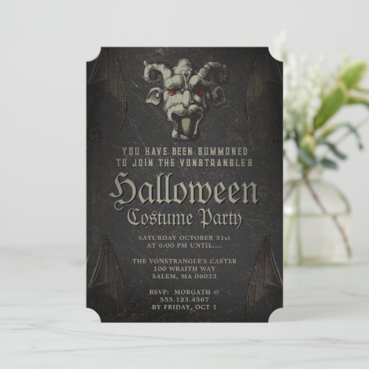 Enge Demon Monster Party Uitnodiging (Staand voorkant)