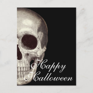 Enge Dode Schedel Gelukkig Halloween Ansichtkaart Briefkaart