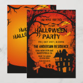 Enge donkere nacht Halloween Bat Party Kaart (Voorkant / Achterkant)