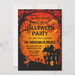 Enge donkere nacht Halloween Bat Party Kaart