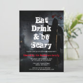Enge Eat Drink & Be Enge Halloween Party Kaart (Staand voorkant)