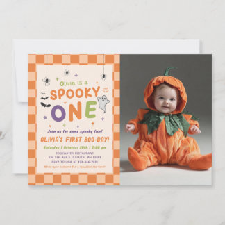 Enge Eén Halloween 1e Boo-dag Verjaardagsfoto Kaart