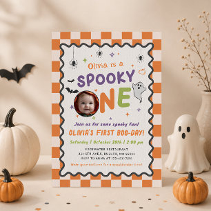 Enge Eén Halloween Geest 1e Verjaardagsfoto Kaart