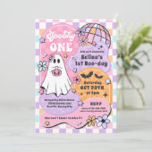 Enge Eén Halloween Groovy Geest 1e Verjaardag Kaart (Staand voorkant)