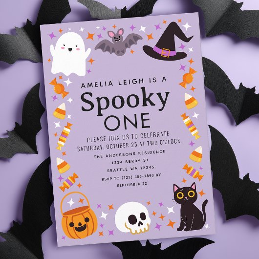 Enge Een Halloween Kinderen 1e Verjaardag Kaart