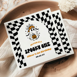 Enge Eén Halloween Retro 1e Verjaardagsfeestje Servet