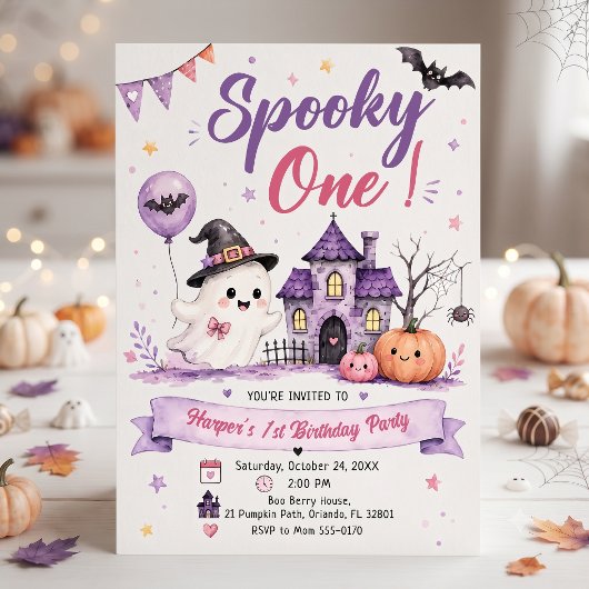 Enge Eén Halloween Verjaardagsfeestje Kaart