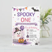 Enge Eén Halloween Verjaardagsfeestje Kaart (Staand voorkant)