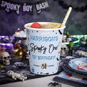 Enge Eén! Jongens Halloween 1e Verjaardagsfeestje Papieren Bekers