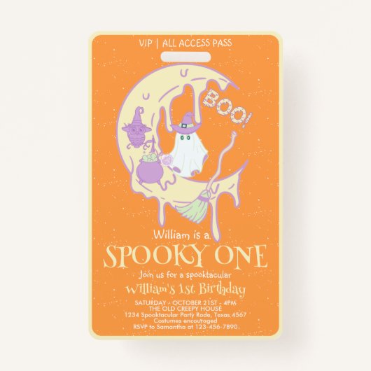 Enge Een Jongensnaam Kids Halloween 1e Verjaardag Badge (Voorkant)