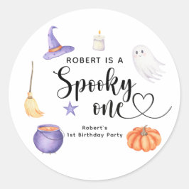 Enge eerste verjaardagsfeestje met Halloween Ronde Sticker